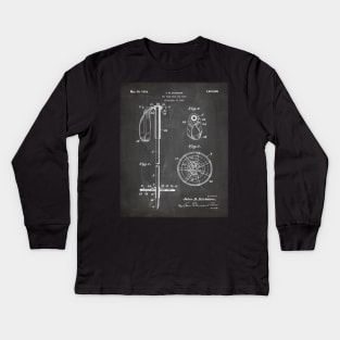 Skiing Patent - Skier Art - Black Chalkboard Kids Long Sleeve T-Shirt